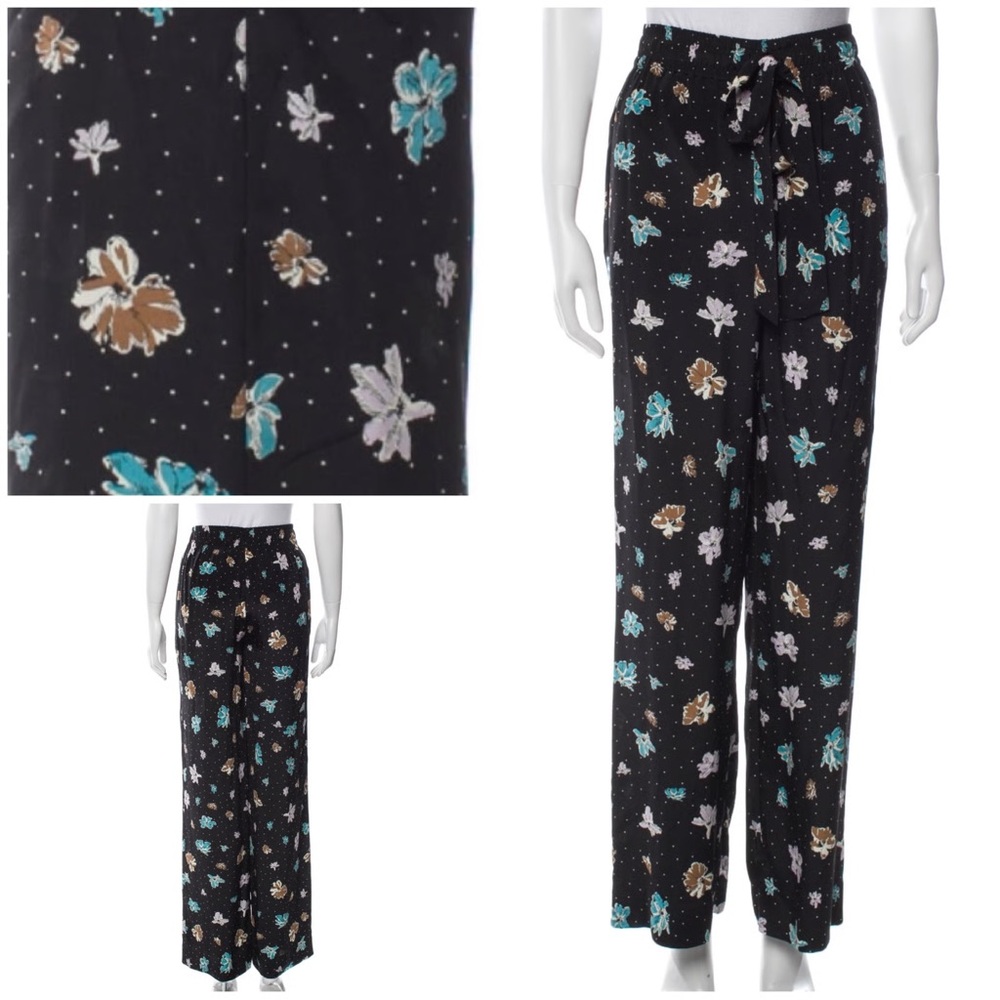 Diane von Furstenberg 100% Silk Floral Pants - NWT Size 0